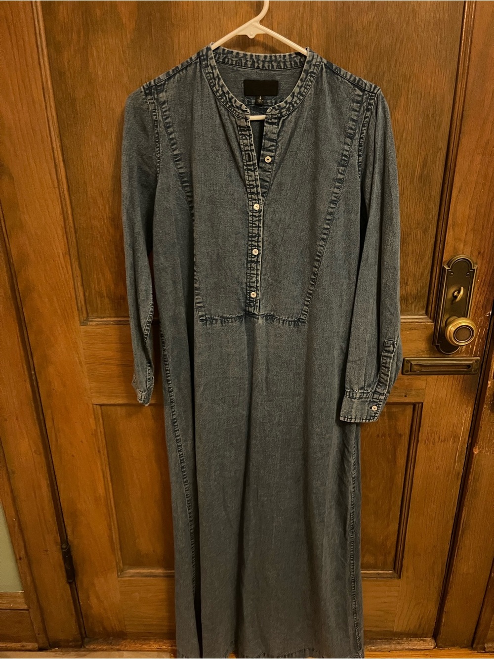 Nili Lotan Indigo Denim Maxi Shirt Dress